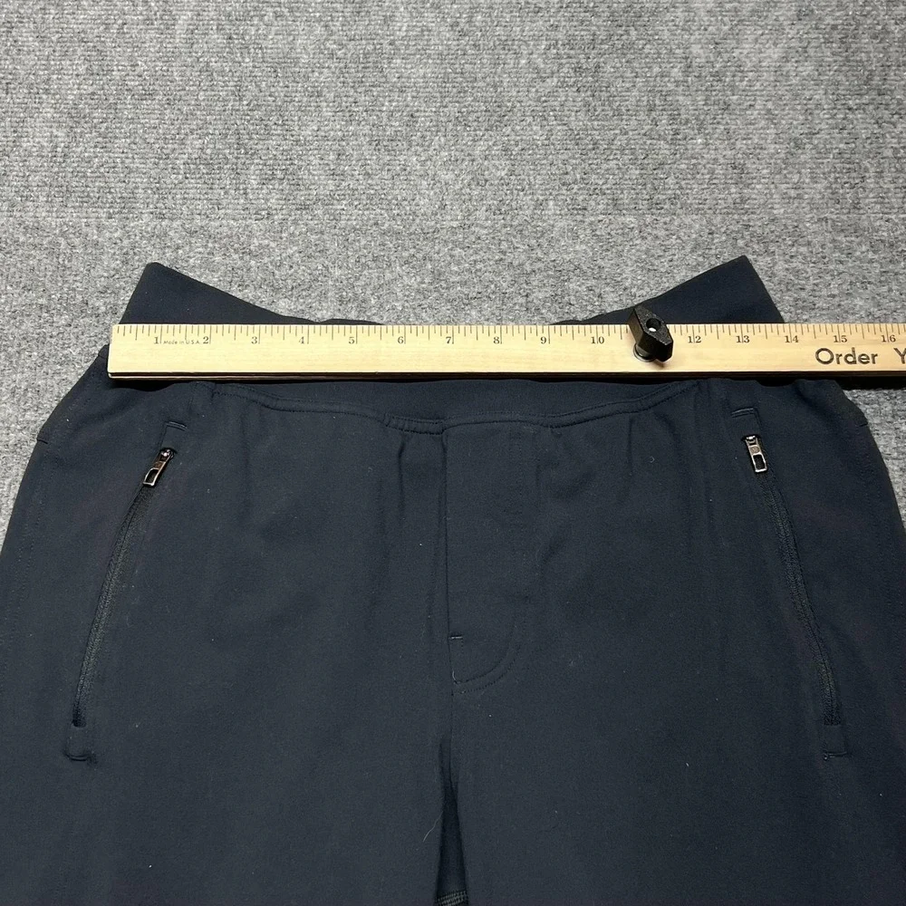 Lululemon Track Pants Mens M Black Jersey Nylon Elastic Waist Zip Pockets Gym